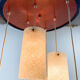 Mid-century cascade wood & crushed plastic pendant light, 1970's