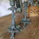 Set of 2 antique candlesticks in spelter.