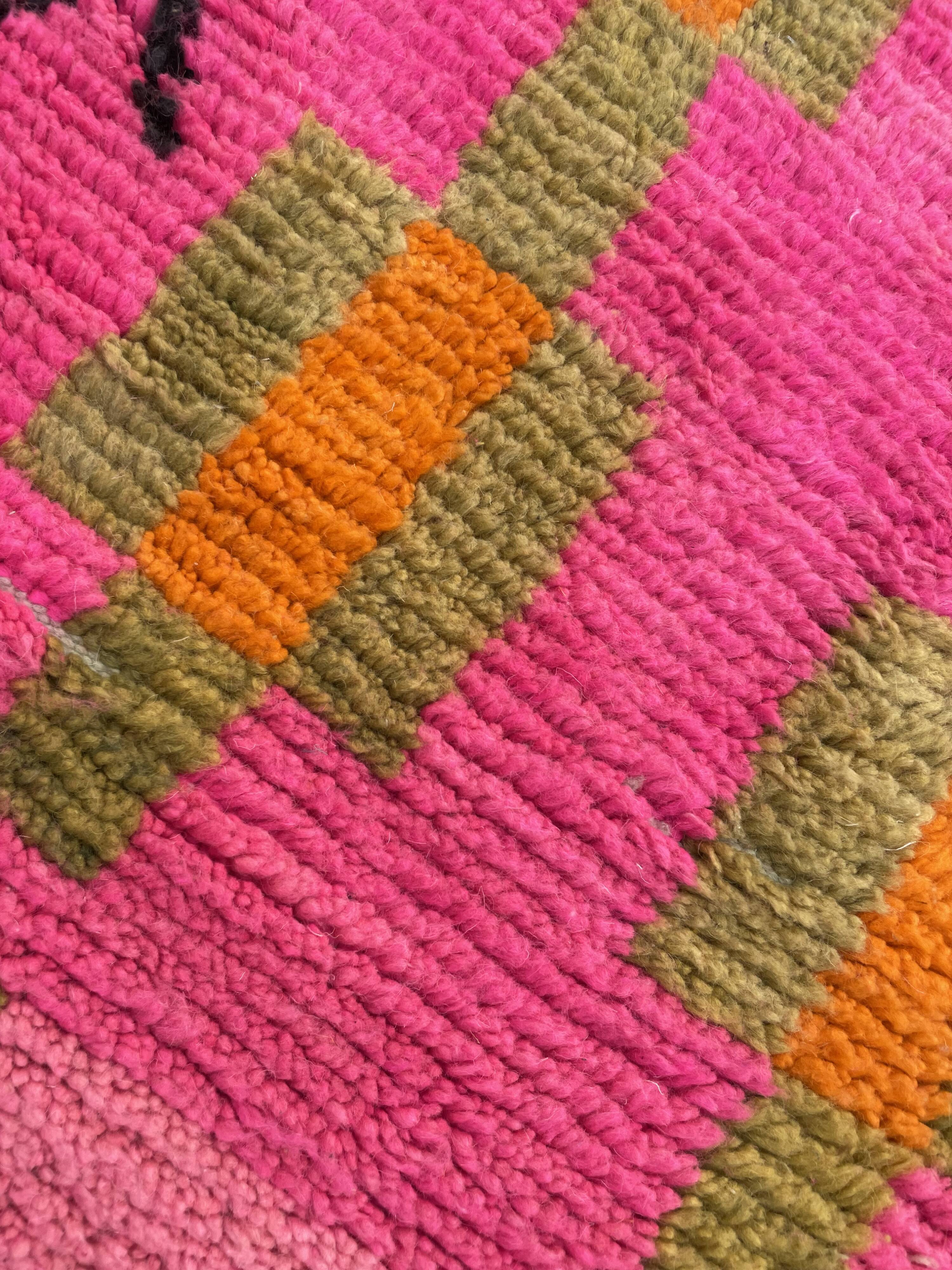Large pink berber rug in wool boujad new 200x310 cm