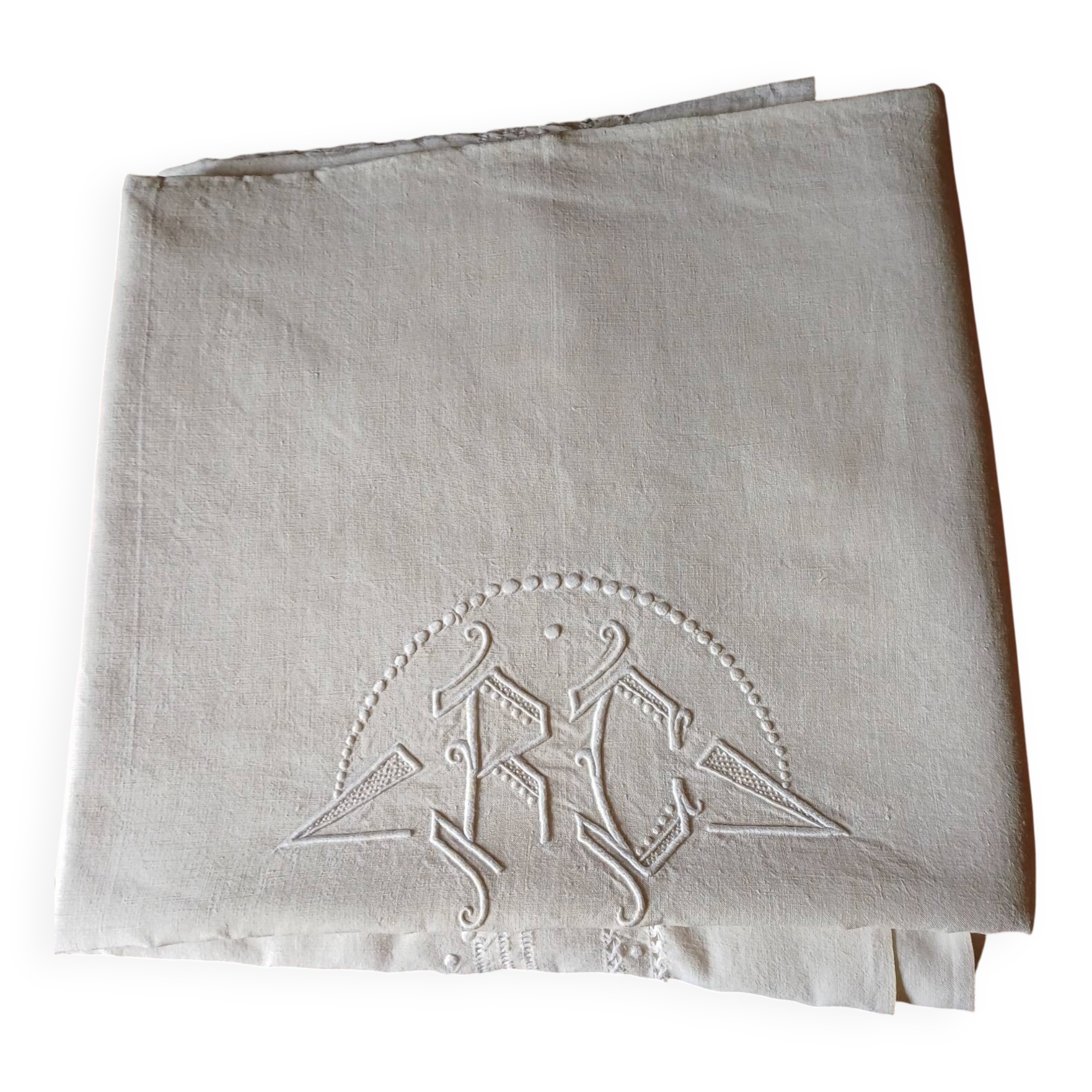 Old large linen and cotton sheet
