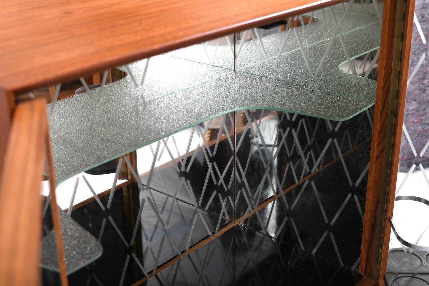 Teak Bar Cabinet with Harlekin Mirrors by Illum Wikkelsø