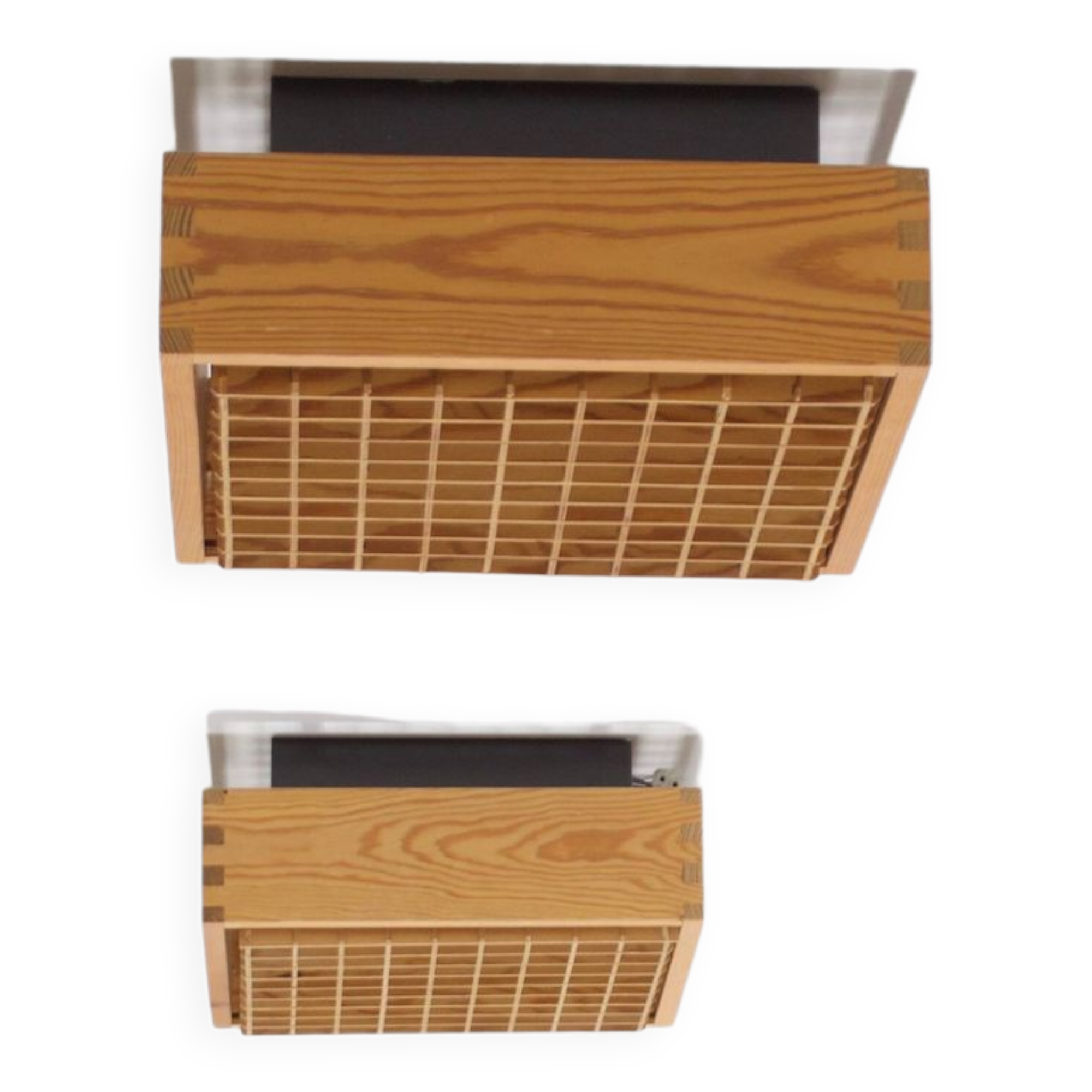 Square 1970s Pine Falkenbergs Belysning Flush Mounts, Sweden, 1970s