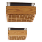 Square 1970s Pine Falkenbergs Belysning Flush Mounts, Sweden, 1970s