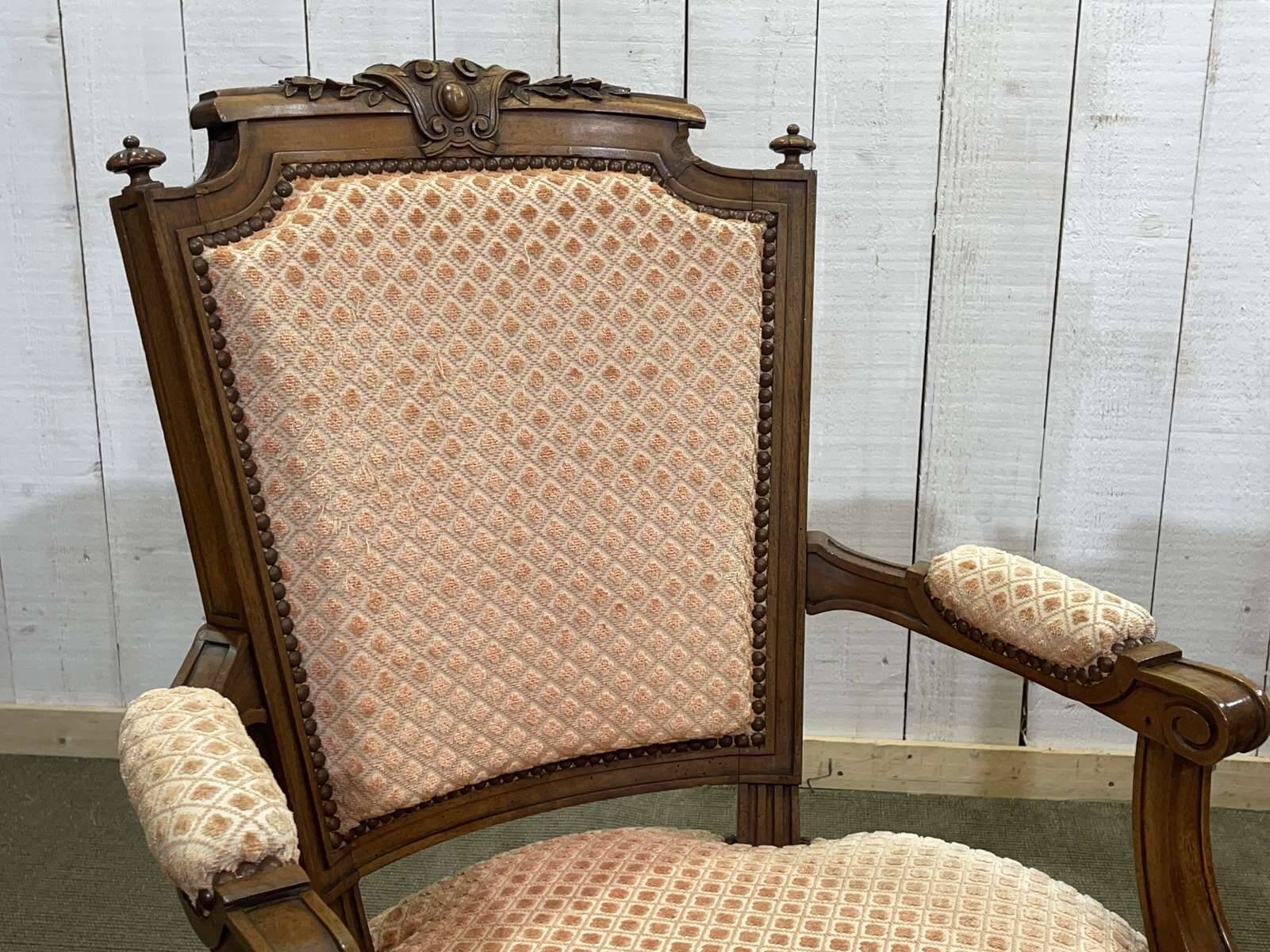 Pair of early 20th century Louis XVI armchairs in walnut