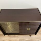Vitrine bar à roulettes eclairée vitange annees 50