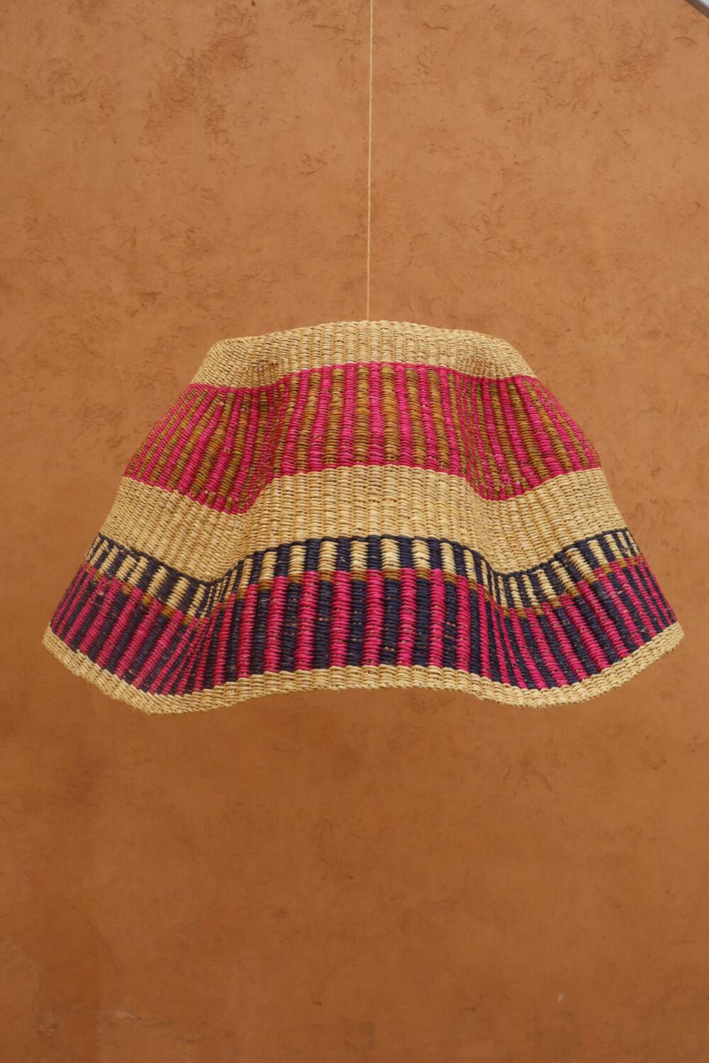 African Bolga Basket Hanging Basket Handmade Colorful Bohemian