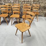 Lot of 8 country bistro chairs 1970