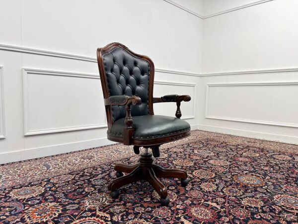 Chaise de bureau Chesterfield anglaise classique verte