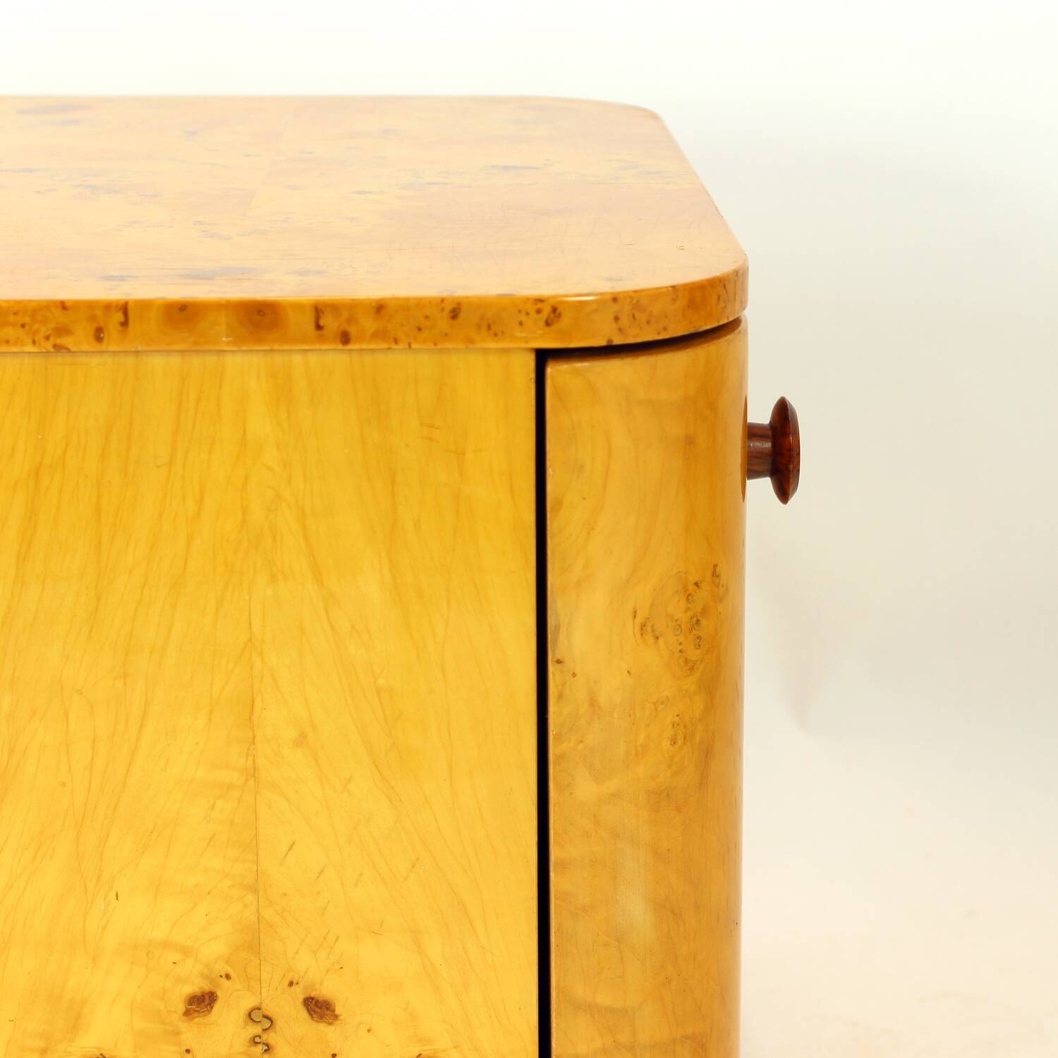 Art Deco Bedside Tables In Root Veneer, Czechoslovakia 1940s