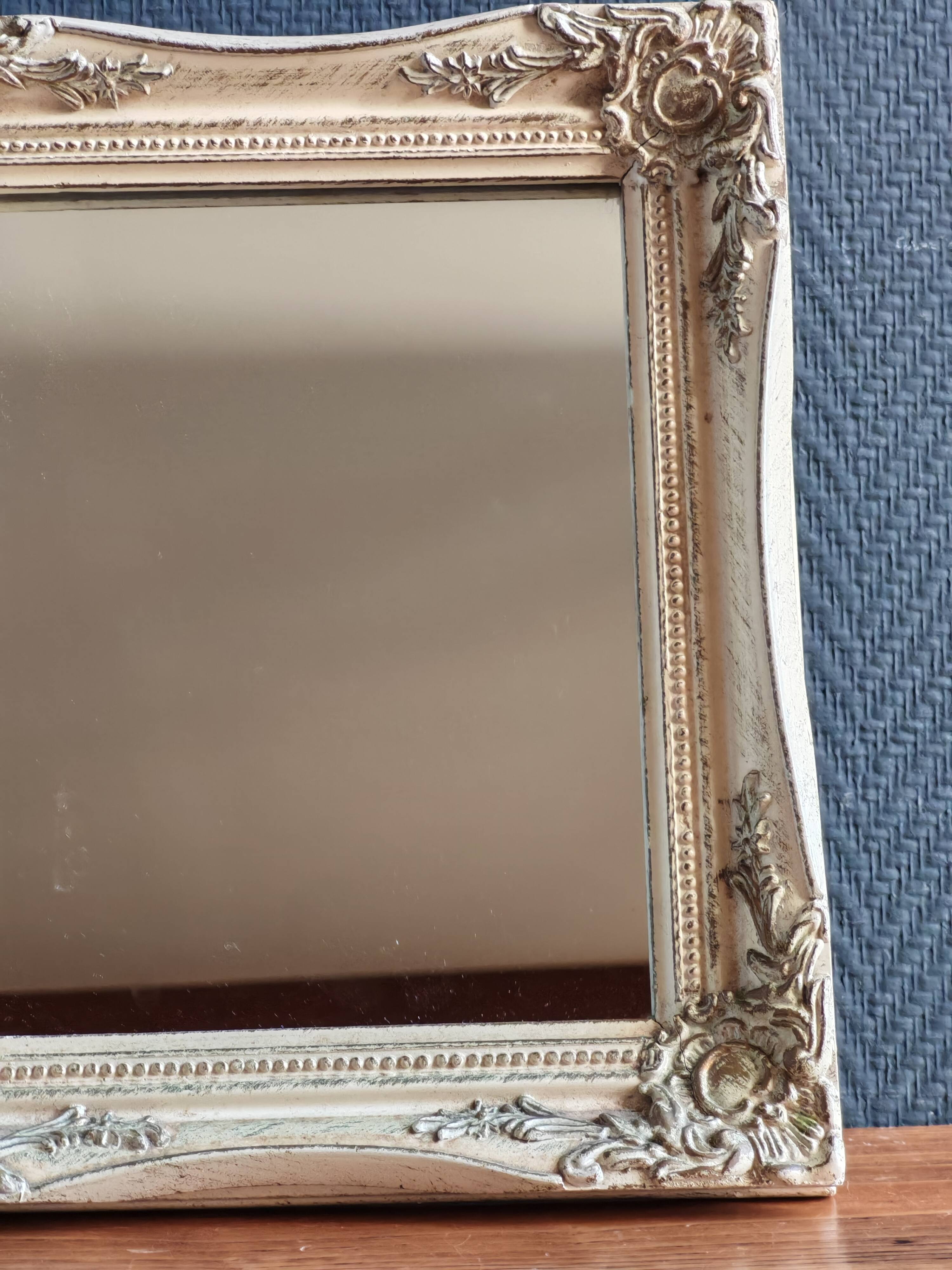 Vintage Rectangular Wall Mirror – Carved Solid Wood Frame