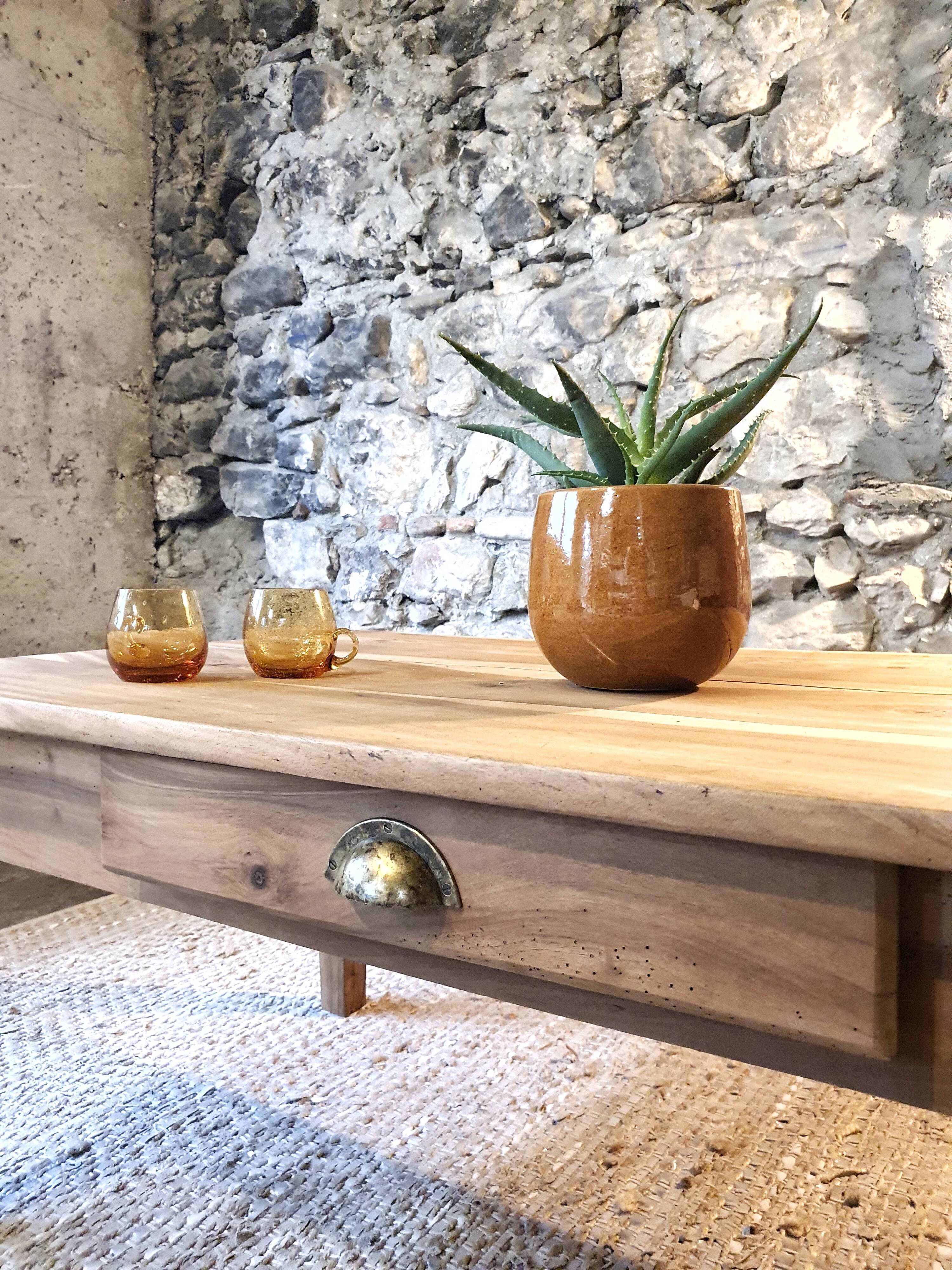 Old coffee table in solid wood