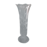 Transparent crystal vase, soliflore type, chiseled cosy on 4 sides - Flower-shaped escape - H 19.5