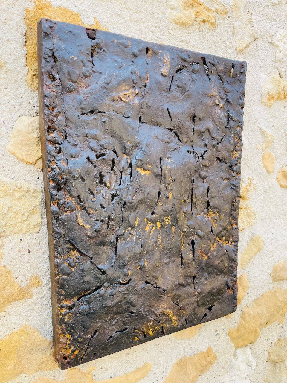 Set of three brutalist wall sculptures, by Irv Bramberg, vintage