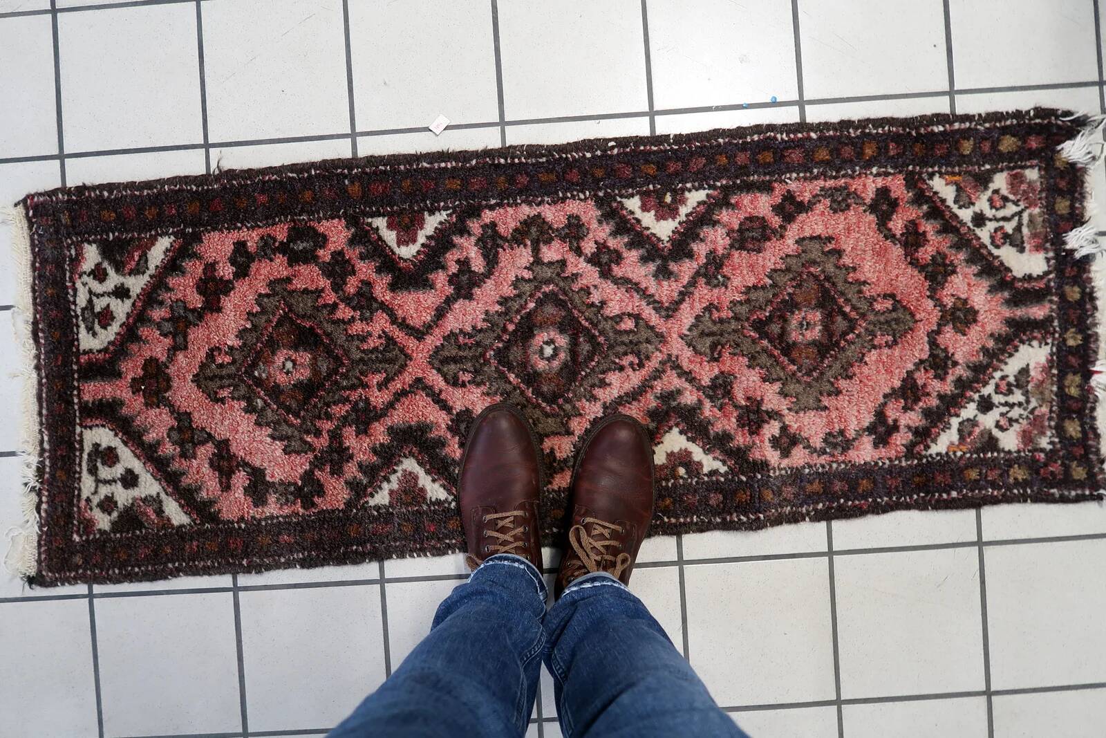 Handmade vintage Uzbek Bukhara runner 1.7' x 4.5' (52cm x 139cm) 1960s - 1С1164