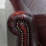 Set of 2  Cowhide Leather Wingback Chairs in English Style