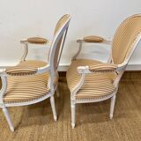 Pair of Louis XVI style medallion armchairs