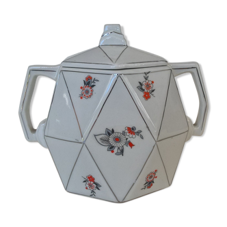 Czechoslovakian earthenware sugar bowl