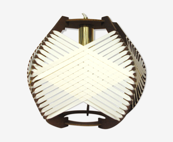 Lampe blanche tissée à suspendre