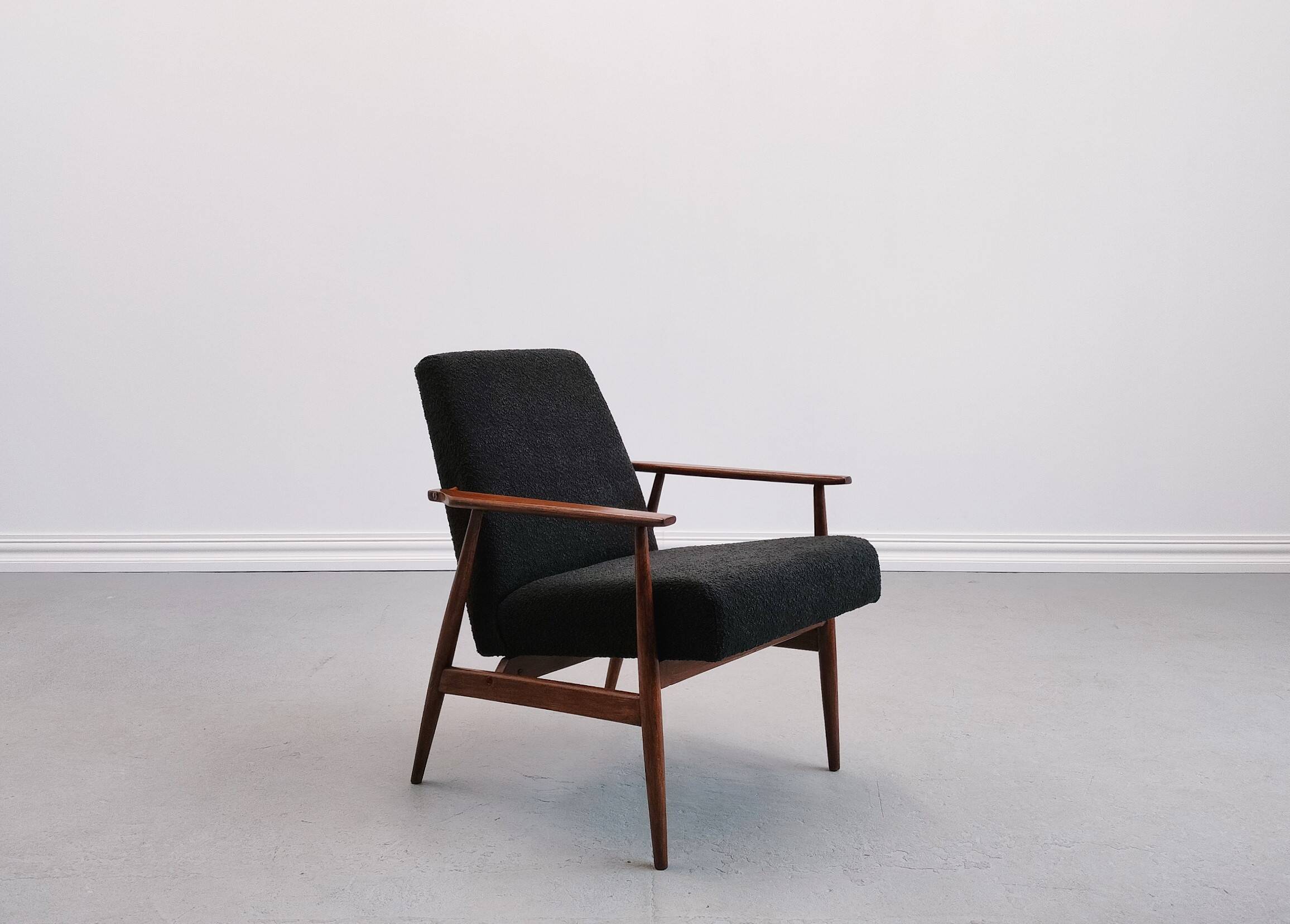Henryk Lis armchair in black boucle 1960