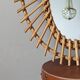 Asymmetrical vintage rattan wicker bamboo sun mirror Scandinavian craftsmanship