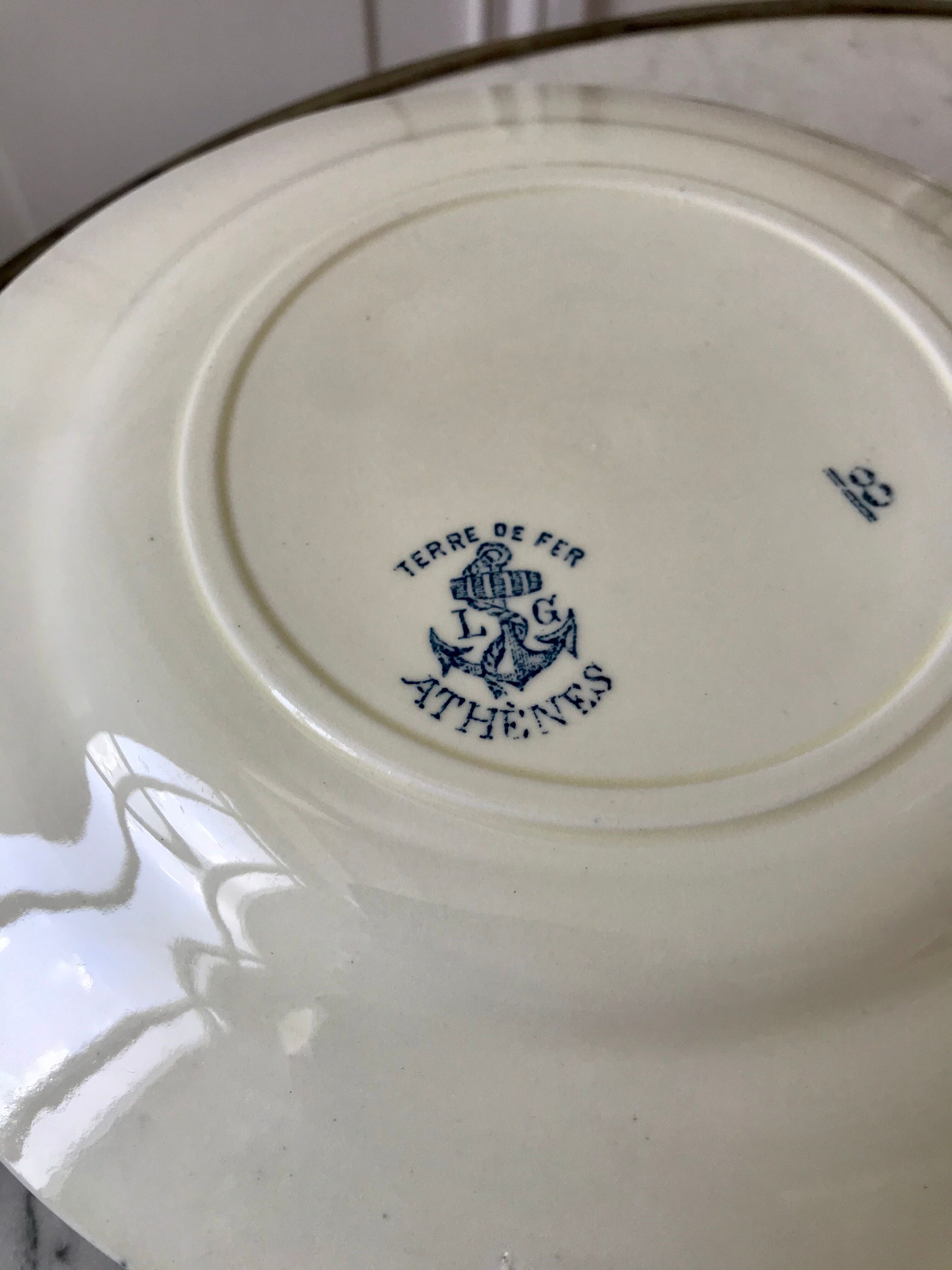 set of 6 dessert plates Terre de Fer St Amand model "Athens" XXth