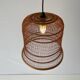 Unique Danish hanging lamp in the shape of a wooden cage, 1960s, Denmark.