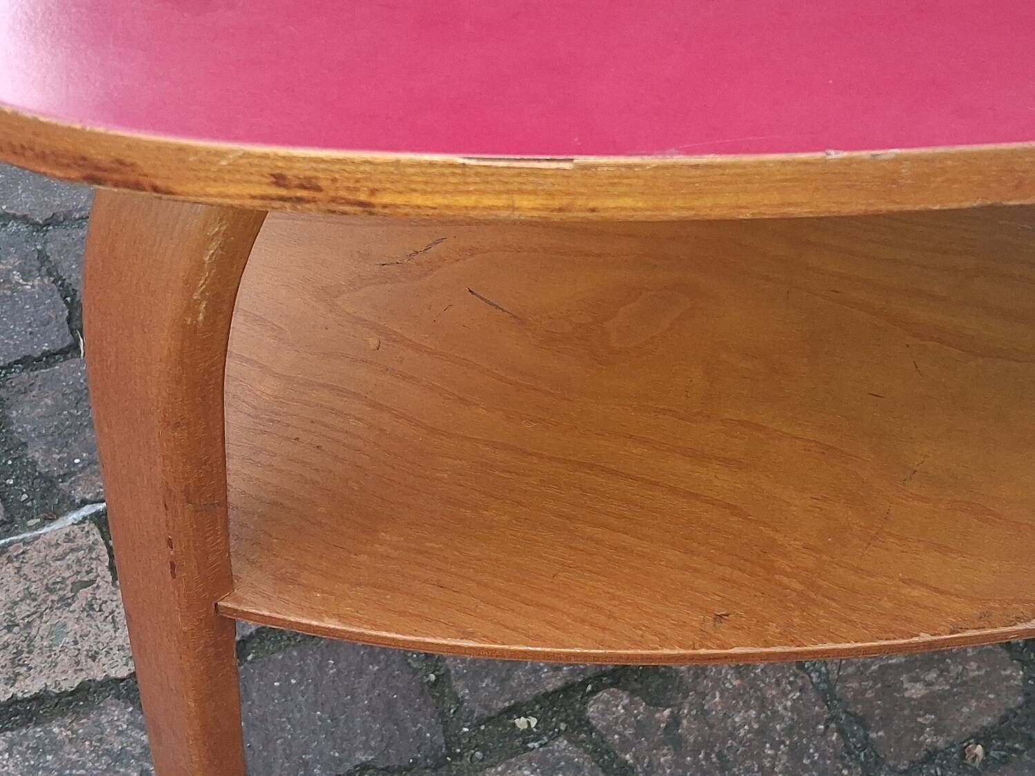 Hugues Steiner Bow Wood double-tiered tripod coffee table