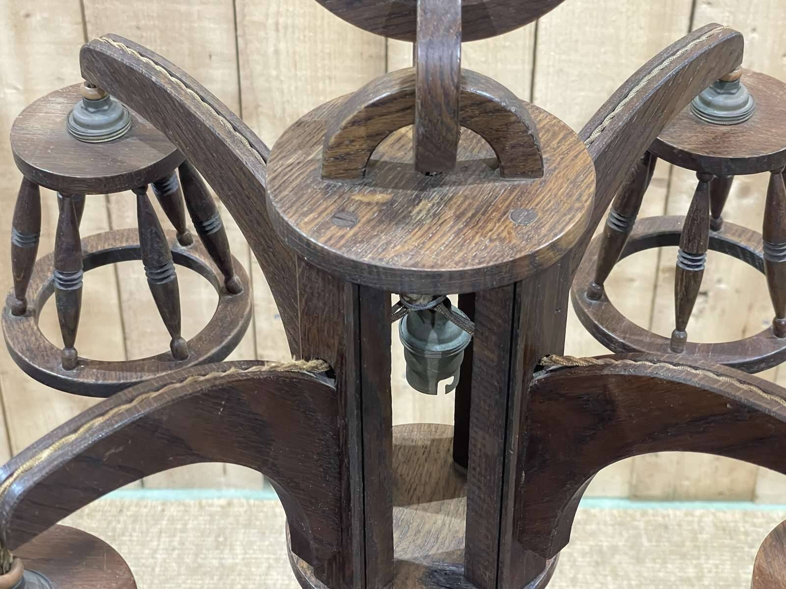 1950s oak chandelier - 5 lights