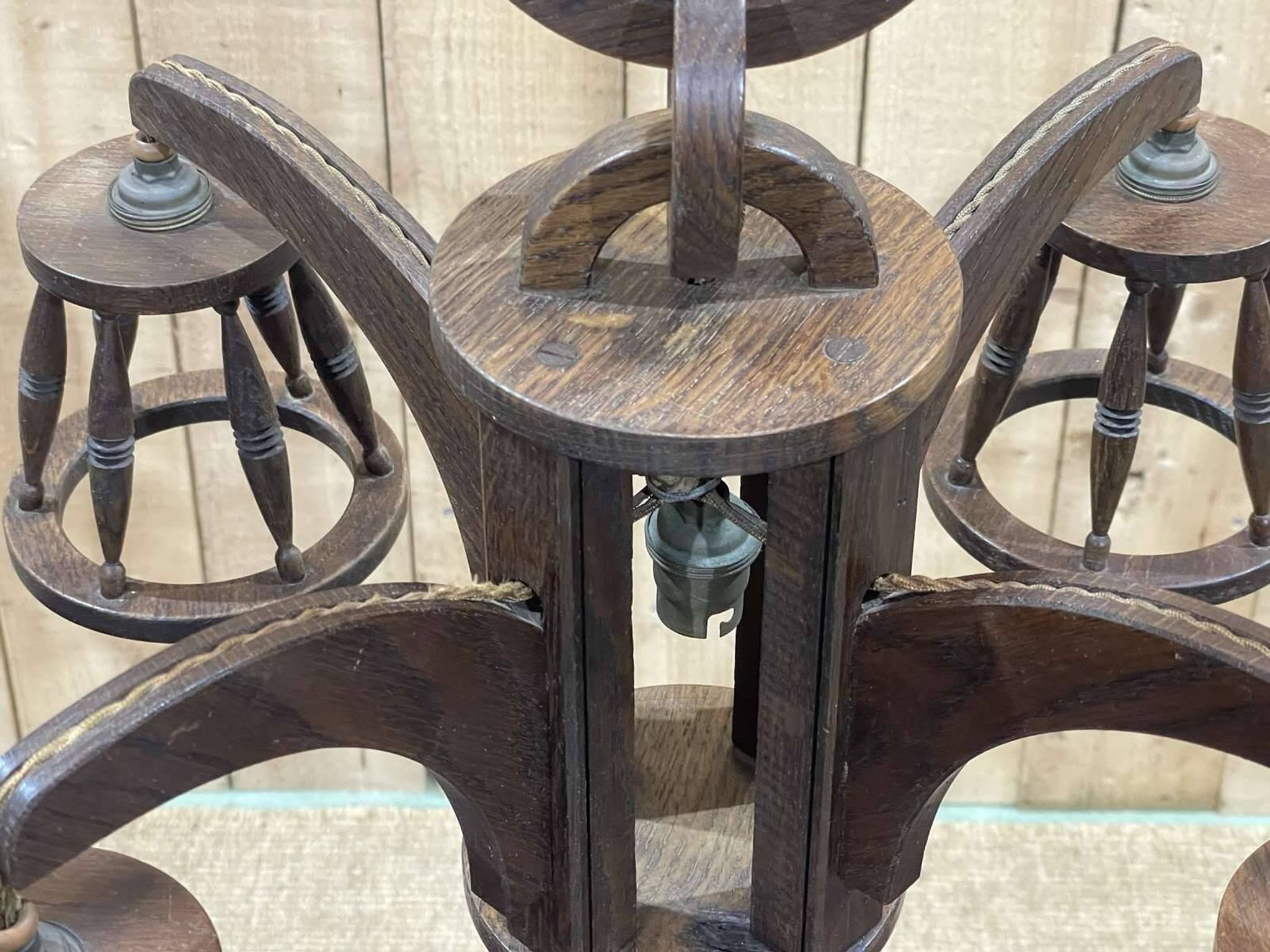 1950s oak chandelier - 5 lights