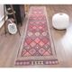 1970s vintage Turkish hand-knotted wool cotton pink runner rug 87x395
