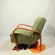 Art Deco armchair in green geometric jacquard by Kropacek Kozelek 1950