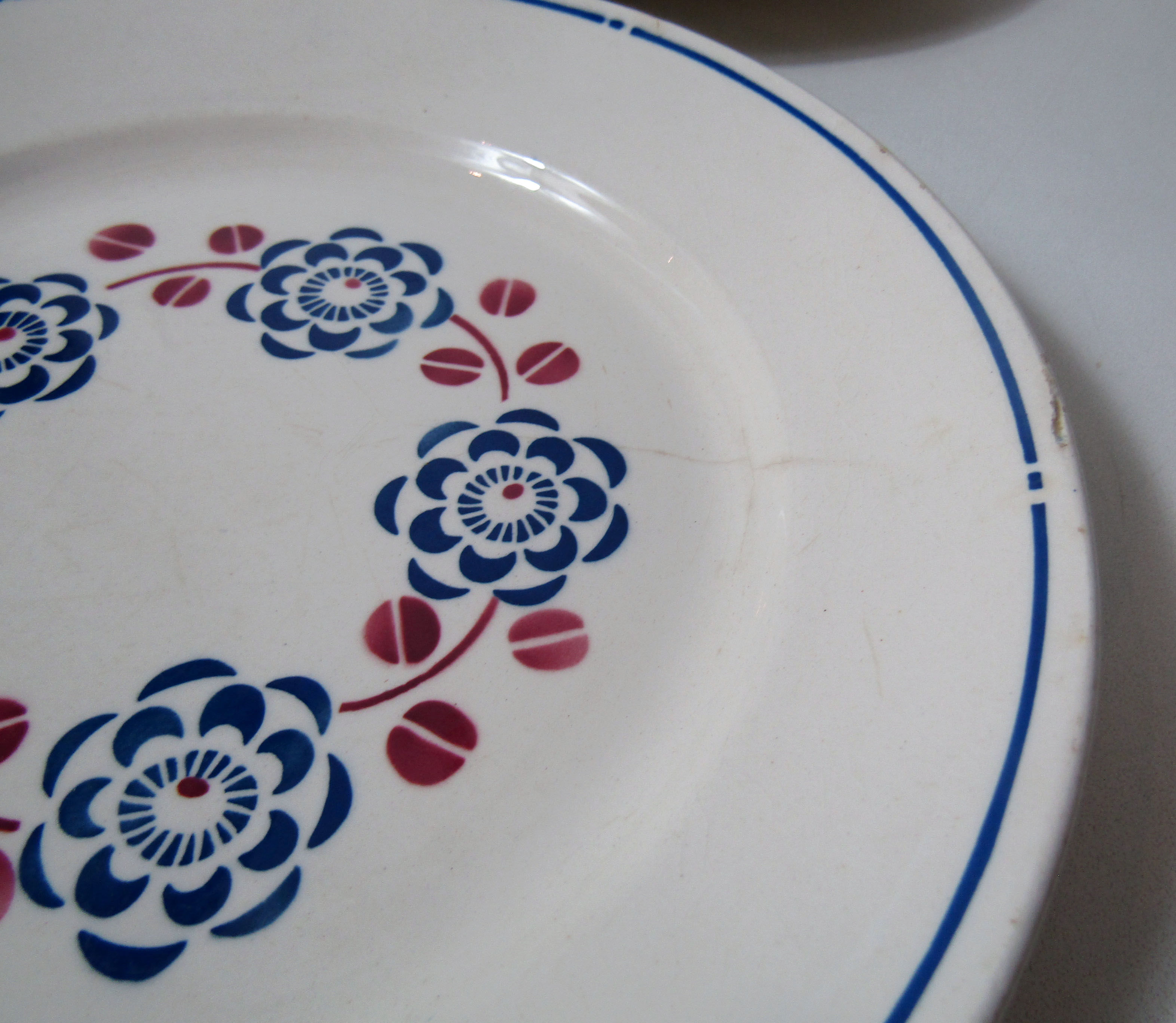 4 flat plates faience Badonviller trifle