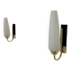 Pair of vintage Arlus wall lights in brass and opaline from the 60s