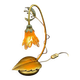 Masca Italy floral lamp, gold metal and blown glass