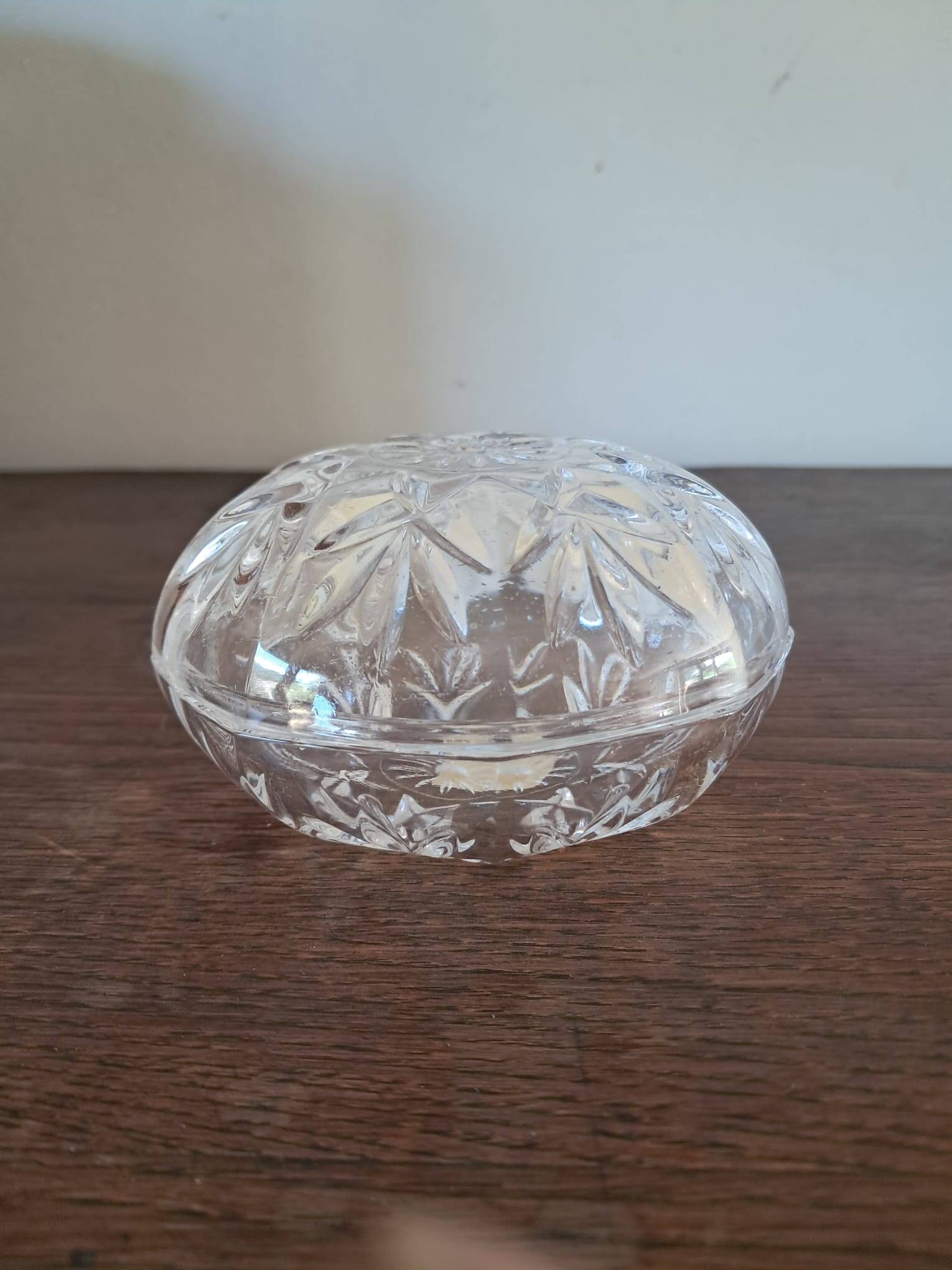 Antique jewellery box or cut crystal sweet jar.