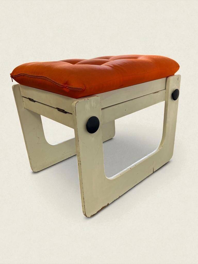 Tabouret d'appoint orange vintage / pouf / marchepied de cuisine