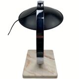 Midcentury chrome desk or table lamp, pink marble base