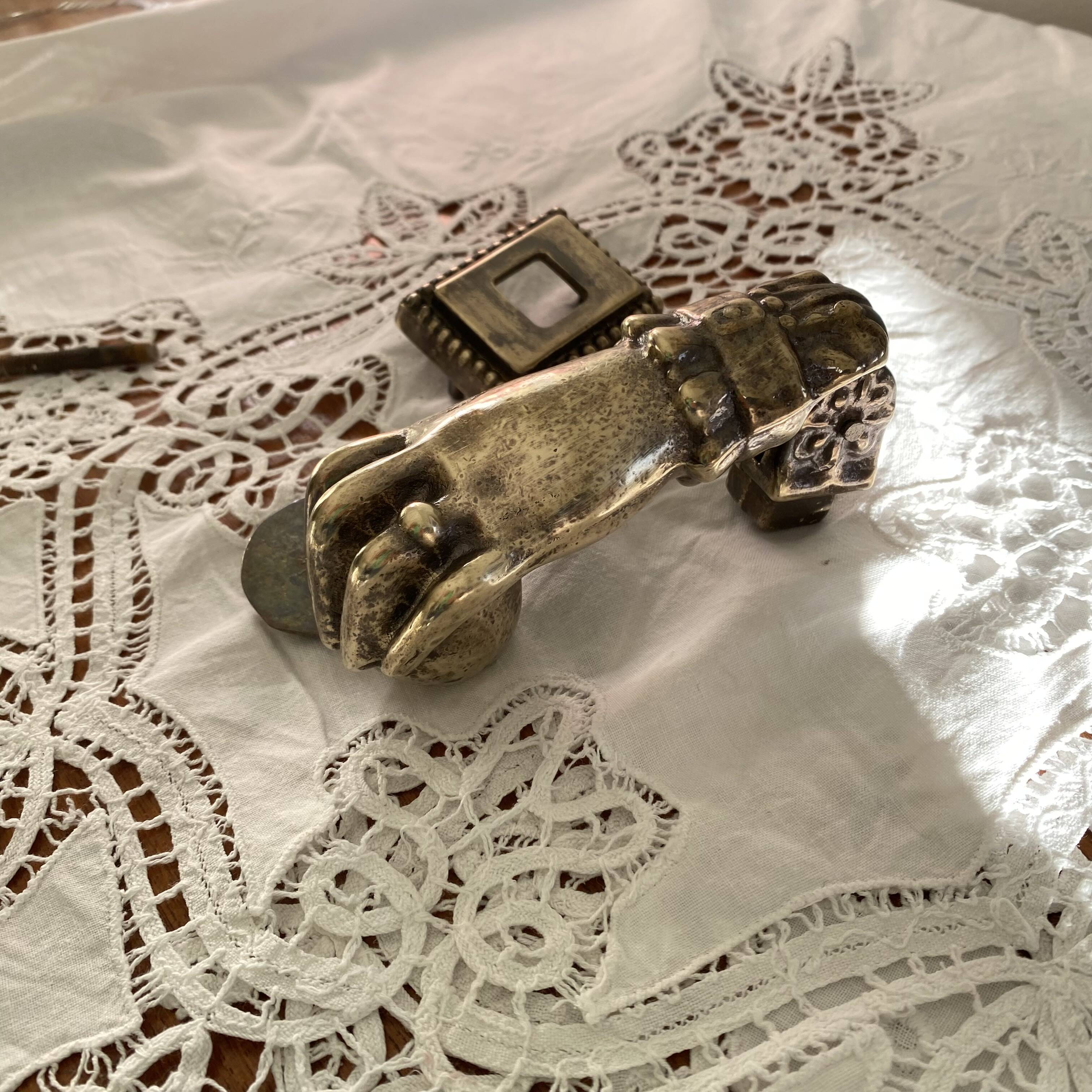 Antique Bronze Door Knocker Hand Ring Hammer Vintage