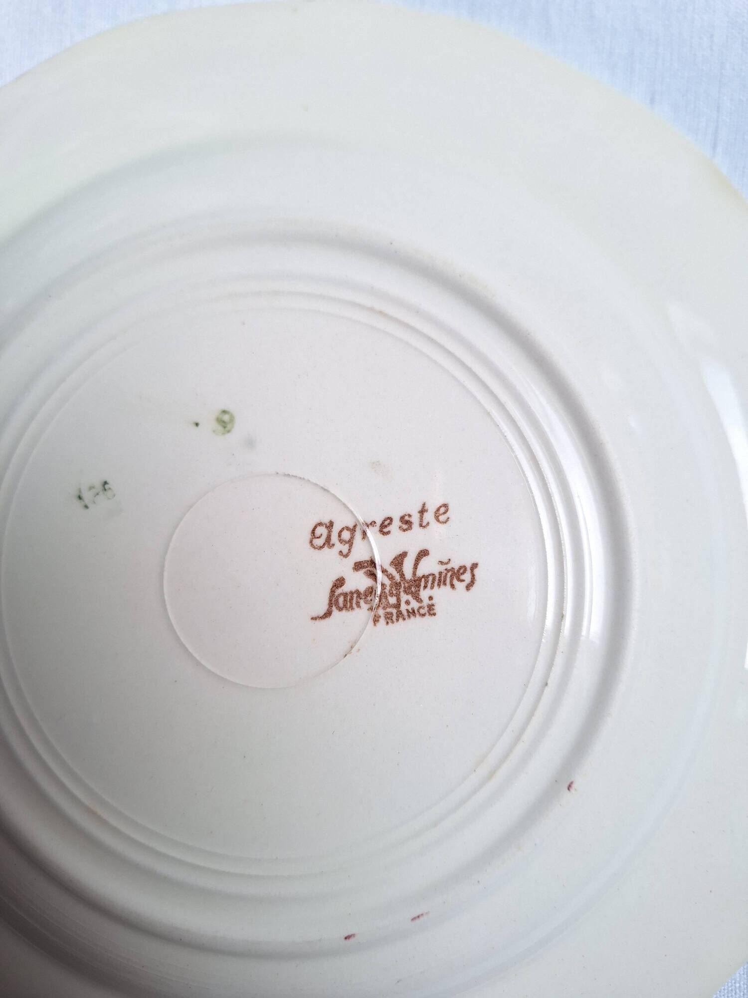 Vintage flower dessert plates from Sarreguemines, Longwy, and Lunéville.