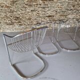 Lot de 4 Chaises à Bras, En Métal Chromé – 1970