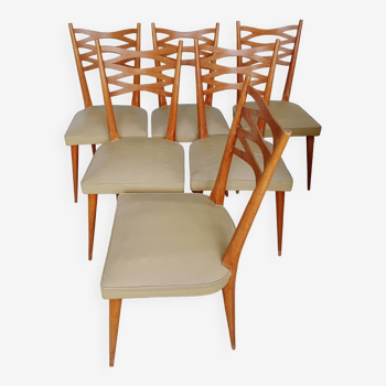 Set of 6 industrial vintage Scandinavian dining room chairs