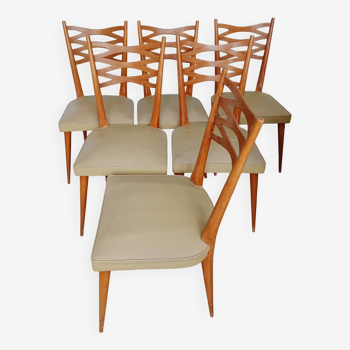 Set de 6 chaises de salle à manger scandinave vintage industriel