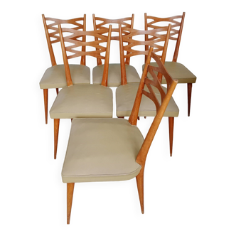 Set de 6 chaises de salle à manger scandinave vintage industriel