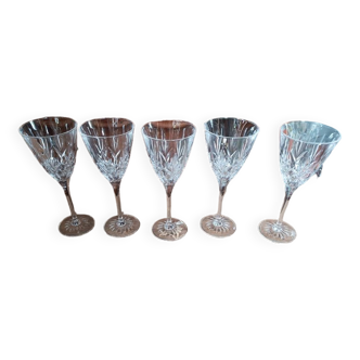 Set of 5 wine glasses in crystal