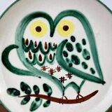 Vintage 1950s ceramic plate owl