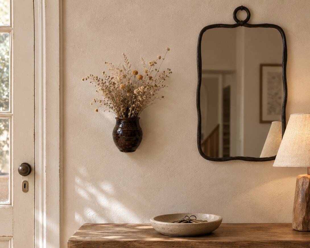 Brown ceramic wall vase by Guy Baudat, 1970s.
