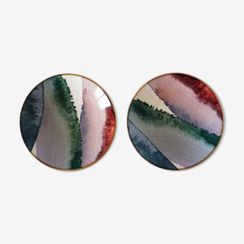 Pair of hollow plates "watercolor"