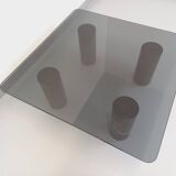 Table basse italienne carrée vintage en marbre et verre des années 70