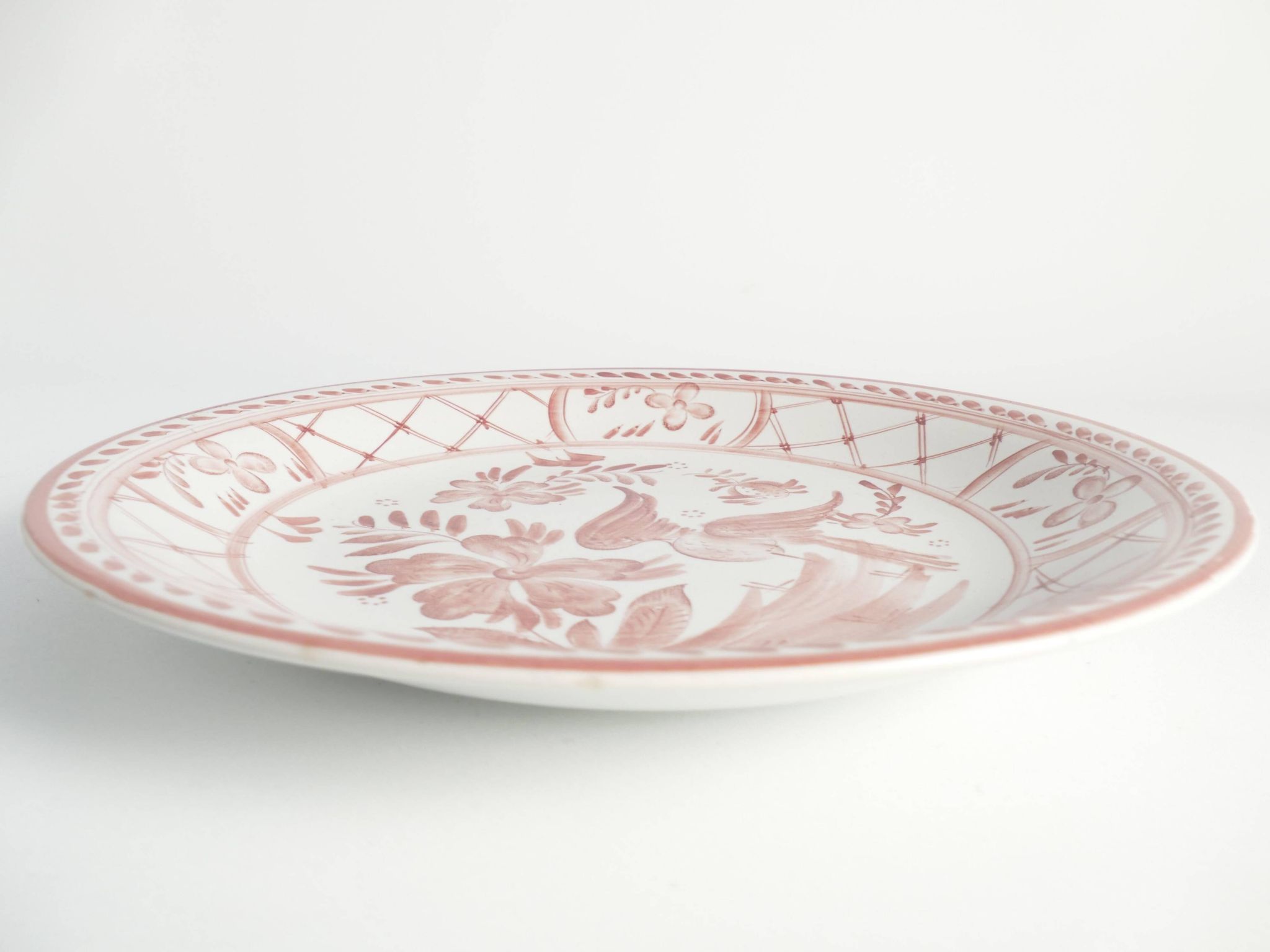 Folk Art Dish with Red Floral Motif by Ilse Claesson for Rörstrand, Sweden 1930