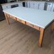 Large vintage convent table – 8 drawers – 200 cm